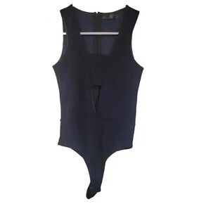 Missguided Women's Navy Poly/Spandex Cut Out Bodysuit